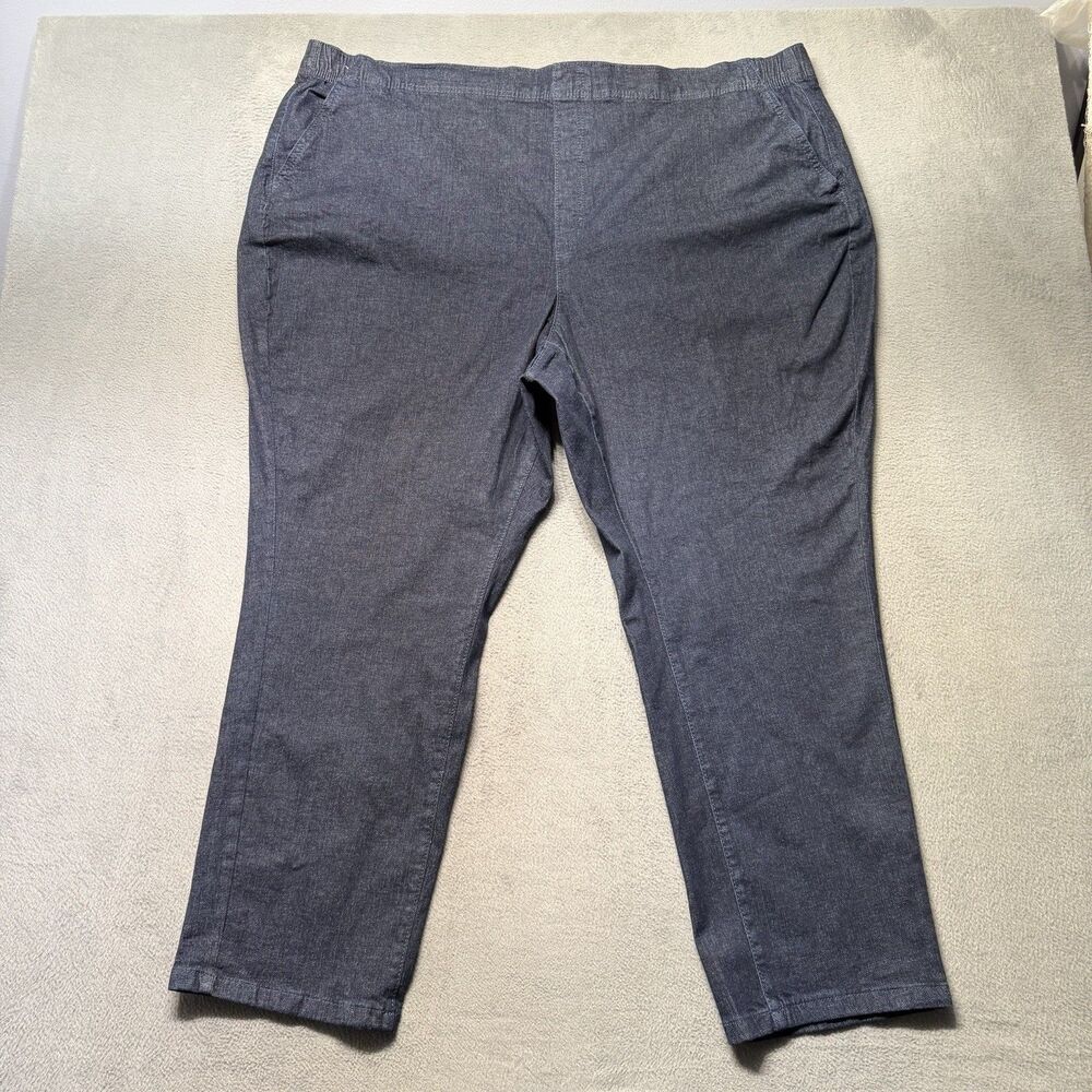 Croft & Barrow Womens 3X Short Straight Leg Pull On Jeans Blue Elastic Waist NWT
